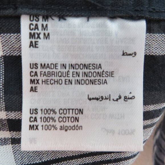 Sun + Stone* Men's Long Sleeve Snap Down Curved Hem Plaid Dress Shirt~ Medium - Picture 4 of 10